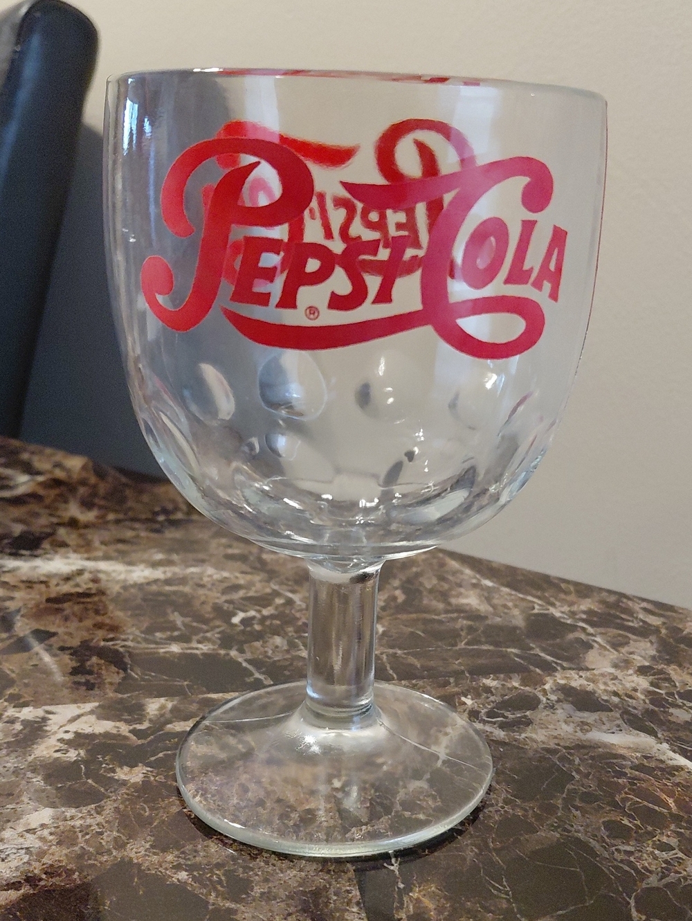 Vintage 1970s Pepsi-Cola Thumbprint Pedestal Goblet